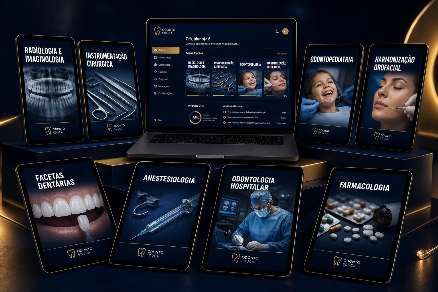 Pacote de 15 cursos de odontologia em iPads e livros